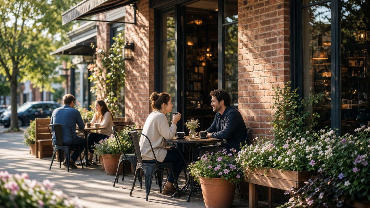 A sunny neighborhood cafe, a favorite local spot