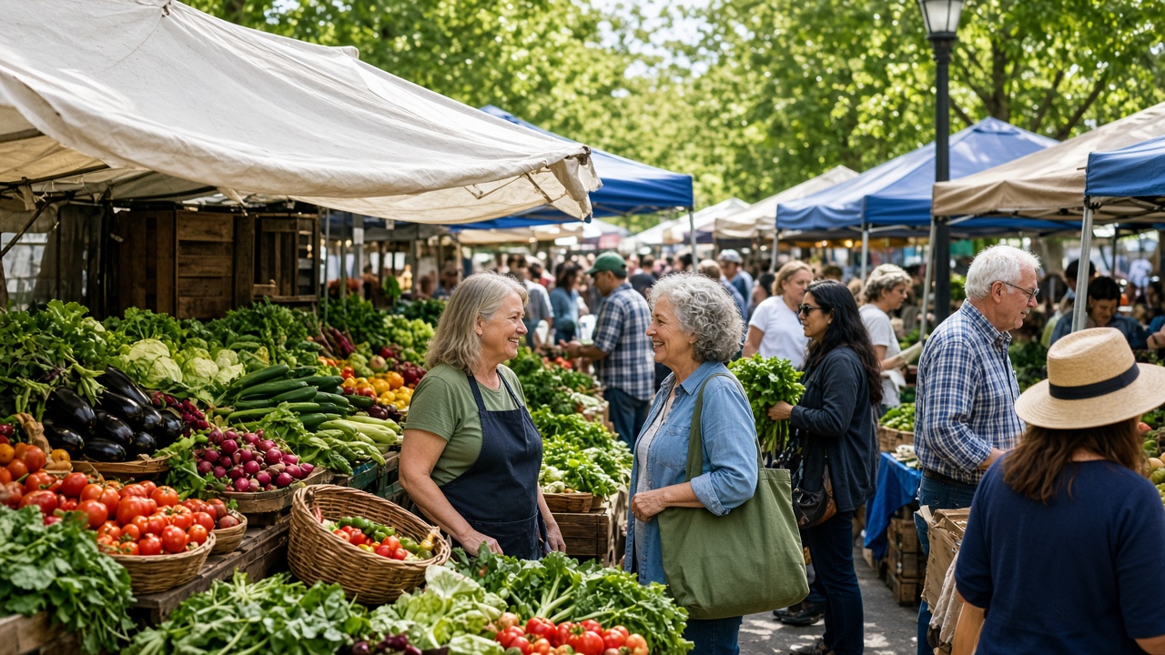 Neighbors at a local farmers market